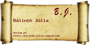 Bálinth Júlia névjegykártya
