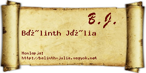 Bálinth Júlia névjegykártya